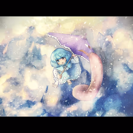 冬の山でがんばる小傘ちゃん